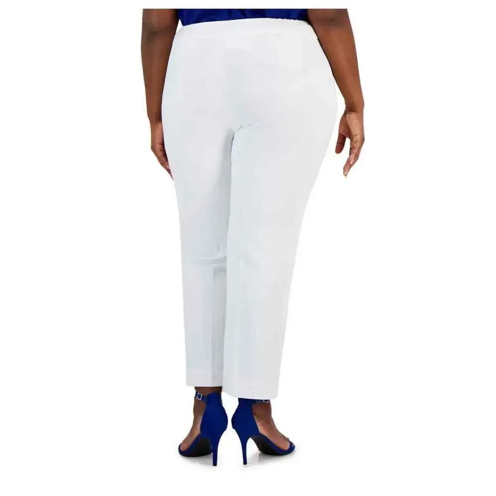 Kasper Womens White Cropped Pants Plus Size 24W Casual Stretch New Tags